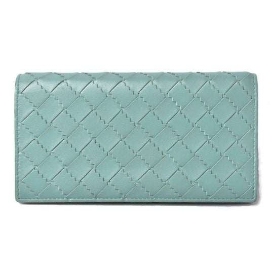 Bottega Veneta Long Wallet Flap Intrecciato Light Blue