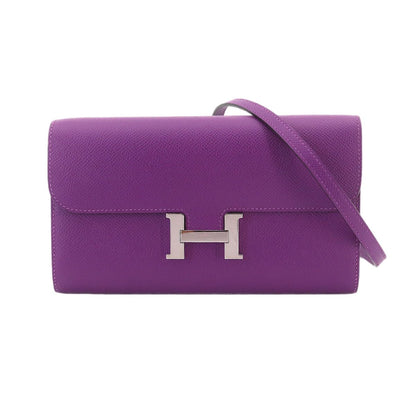 Hermes Constance Long Tougo Bifold Wallet Epsom Anemone Silver