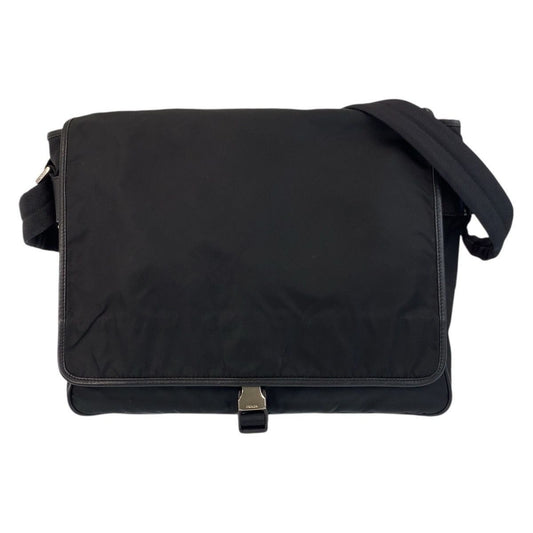 Prada Tessuto Black Silver Nylon Shoulder Bag