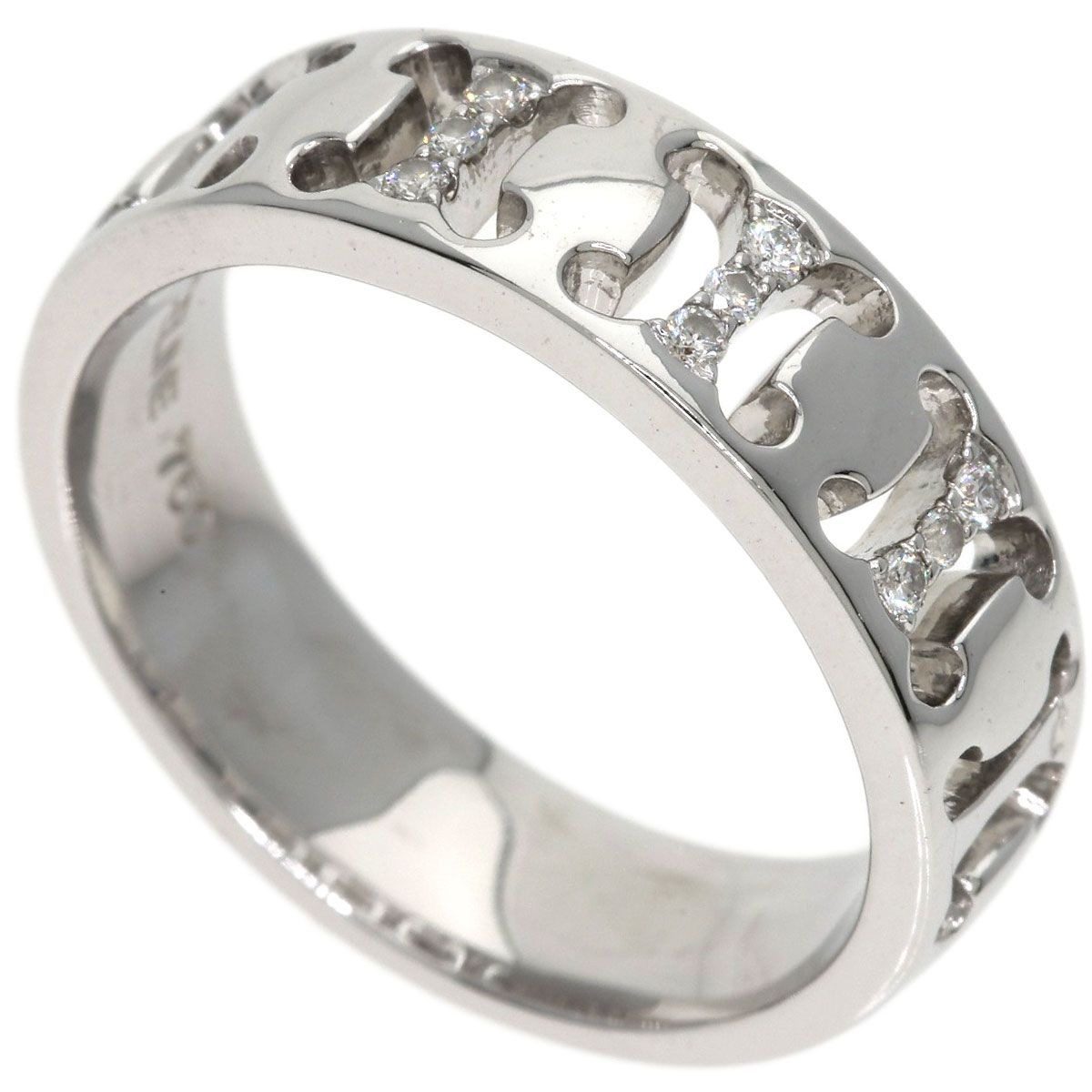 Celine Logo Diamond Ring 18k White Gold