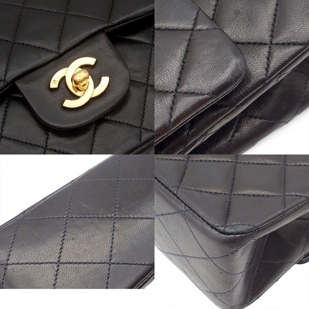 Chanel Black Lambskin Quilted 25 Double Flap Chain Shoulder Bag Vintage — view 6