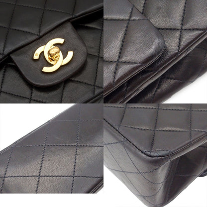 Chanel Black Lambskin Quilted 25 Double Flap Chain Shoulder Bag Vintage — view 6