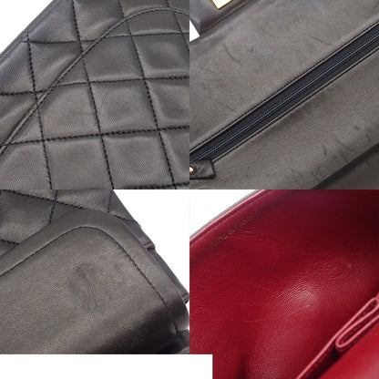 Chanel Black Lambskin Quilted 25 Double Flap Chain Shoulder Bag Vintage — view 7
