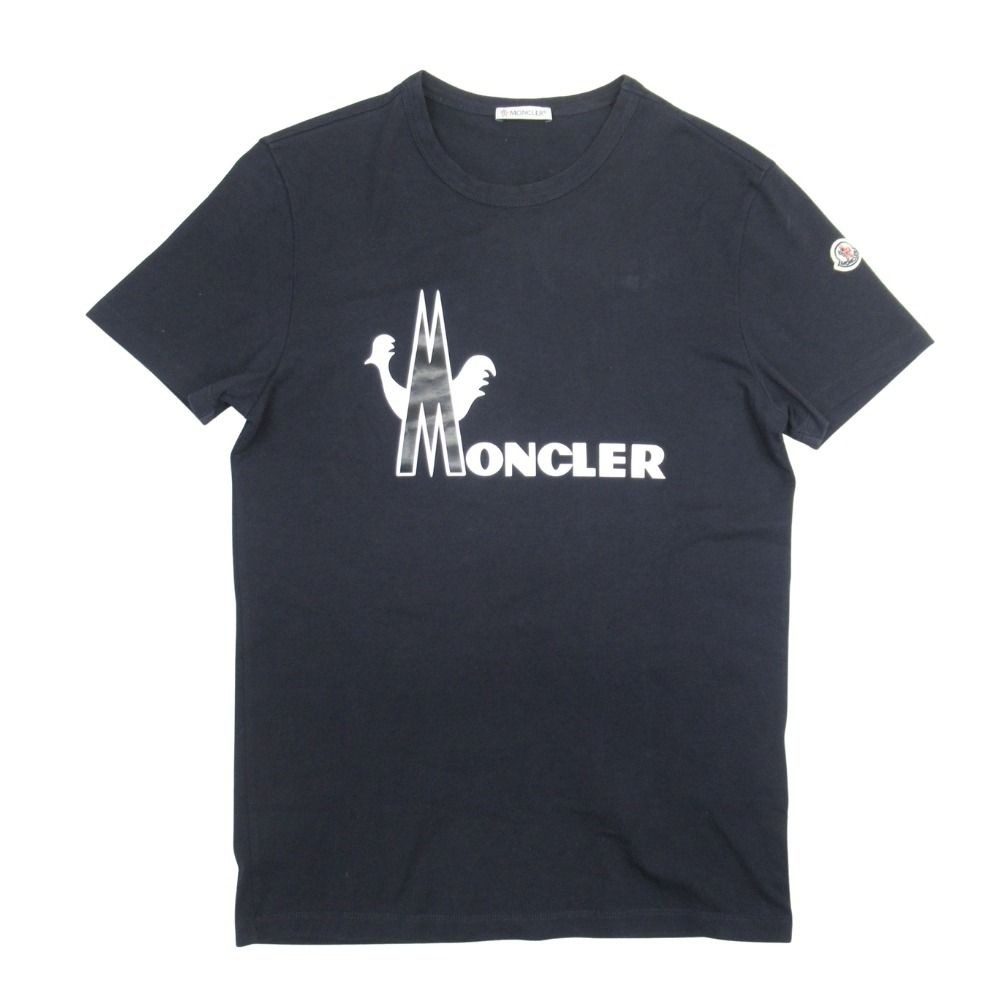 Moncler Maglia T-Shirt Logo Patch Print Short Sleeve Top S Navy
