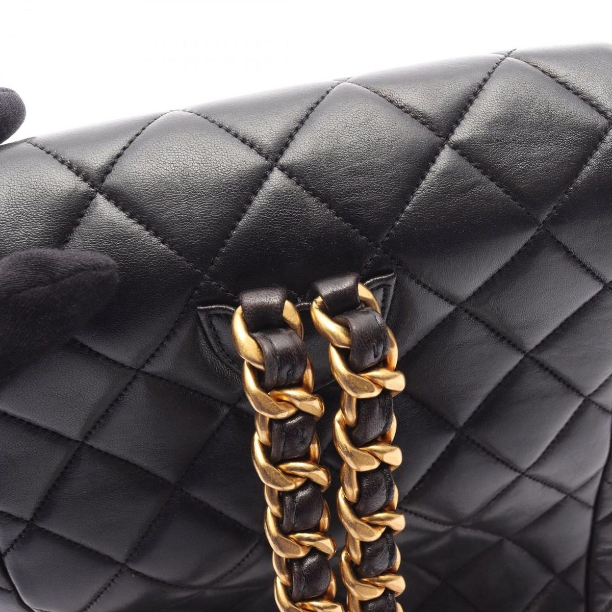Chanel Backpack Quilted Black Lambskin Double Turnlock — view 11