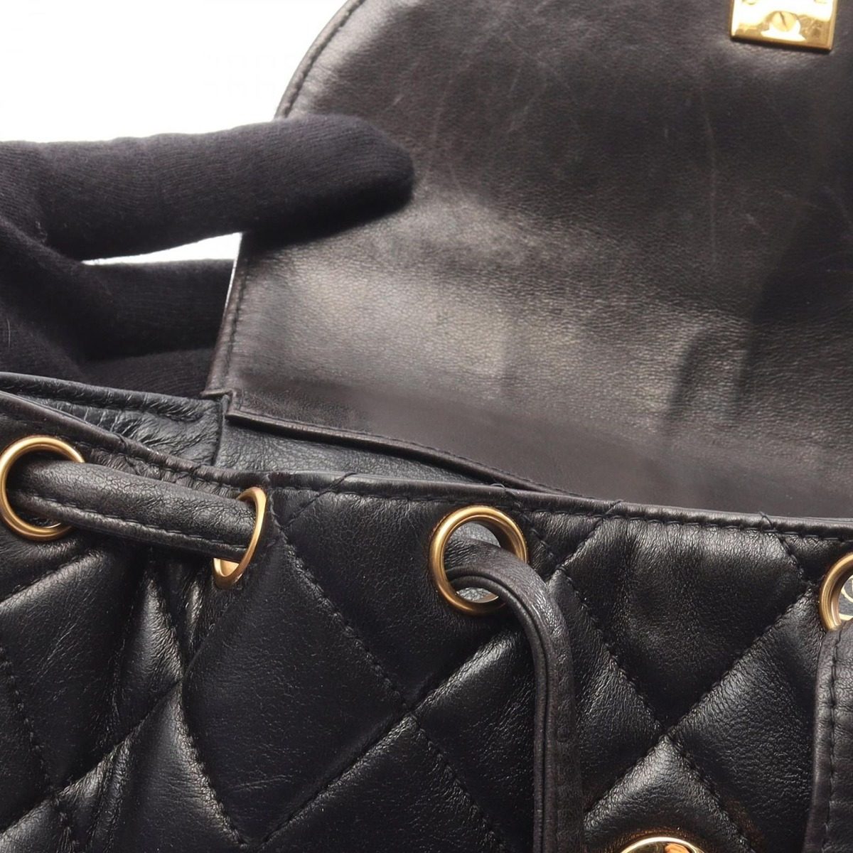 Chanel Backpack Quilted Black Lambskin Double Turnlock — view 12