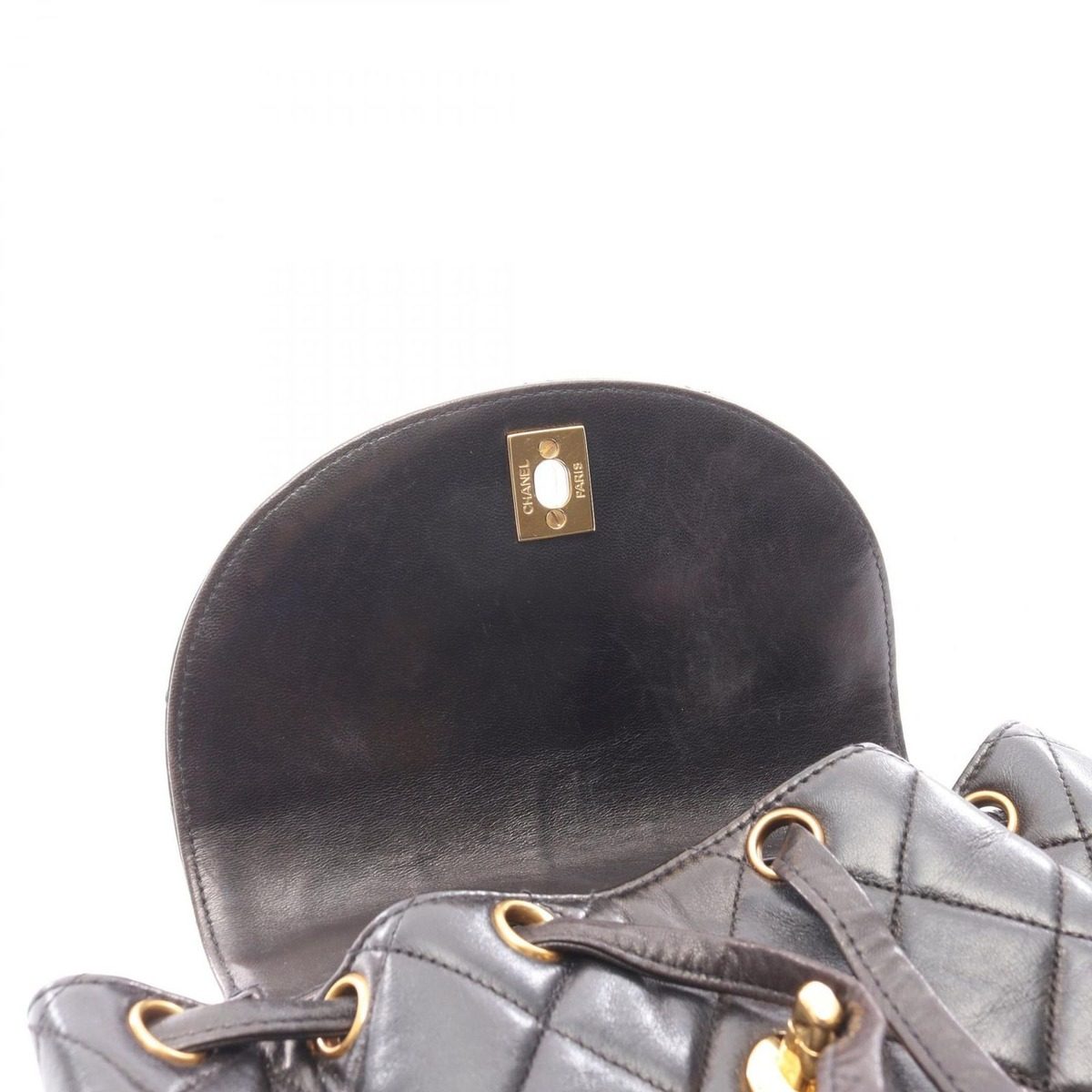 Chanel Backpack Quilted Black Lambskin Double Turnlock — view 7
