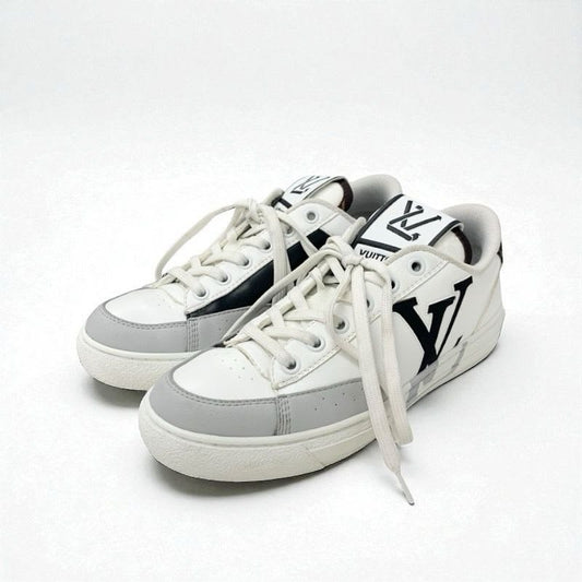 Louis Vuitton Charlie Line Monogram Sneakers Shoes Leather White Gray Black
