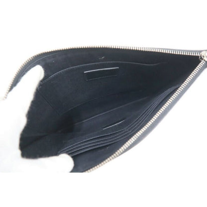 Saint Laurent Mini Zip Tablet Sleeve Block Check Leather Black White — view 4