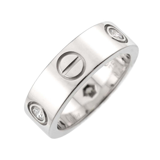 Cartier Love 48 Ring Half Diamond 18k WG White Gold 750