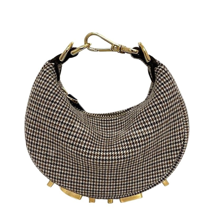 Fendi Handbag Nano Graffi Brown Staggered Pattern