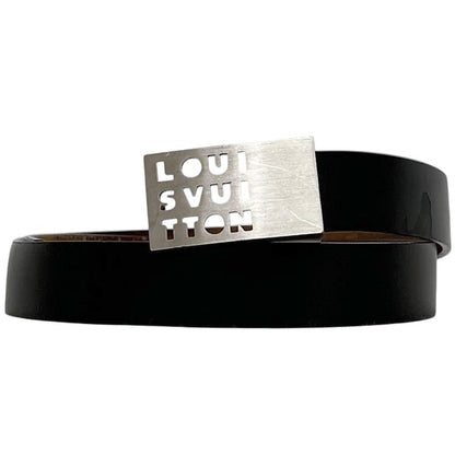 Louis Vuitton Belt Ceinture Lst Waist 95 30 Leather Metal Black Logo Buckle