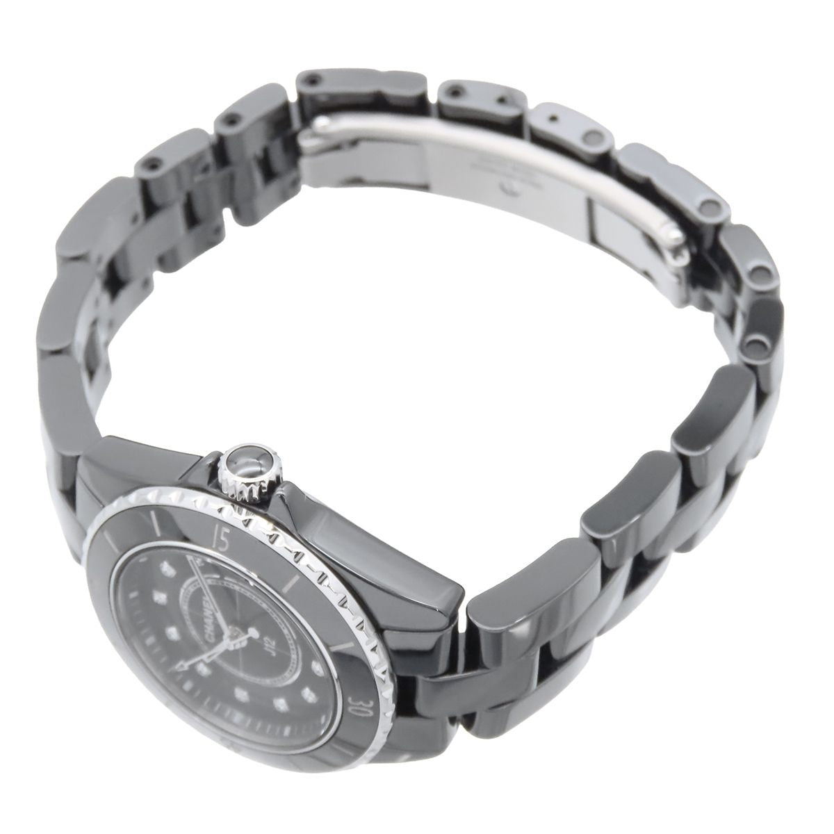 Chanel Black Ceramic SS Diamond 28 Watch Quartz — view 2