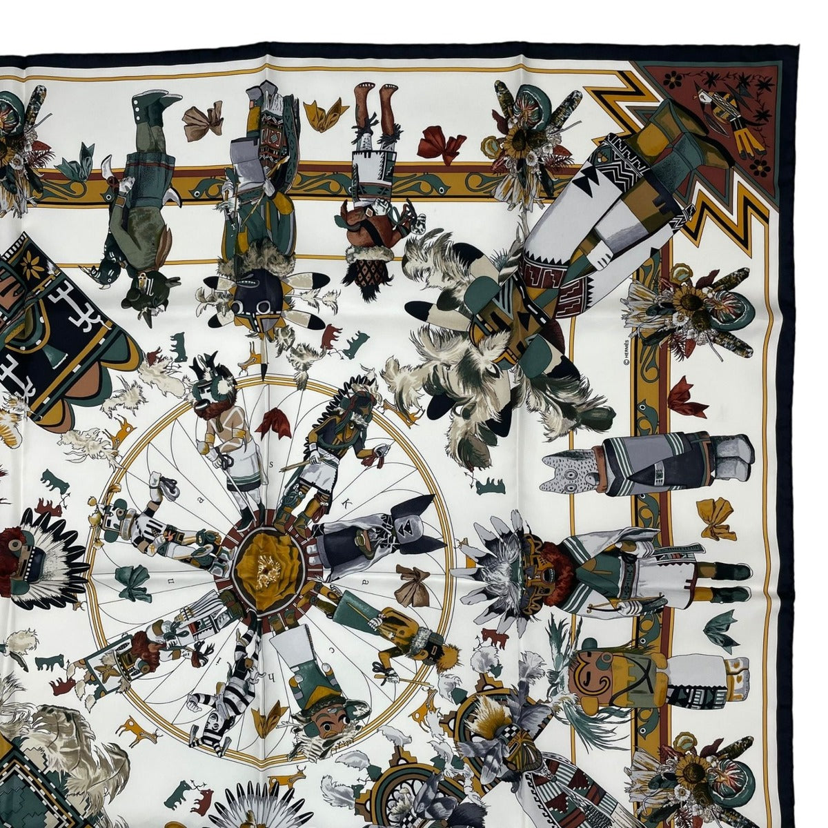 Hermes Scarf 100% Silk Carre 90 Kachinas Ethnic Multicolor Box — view 4