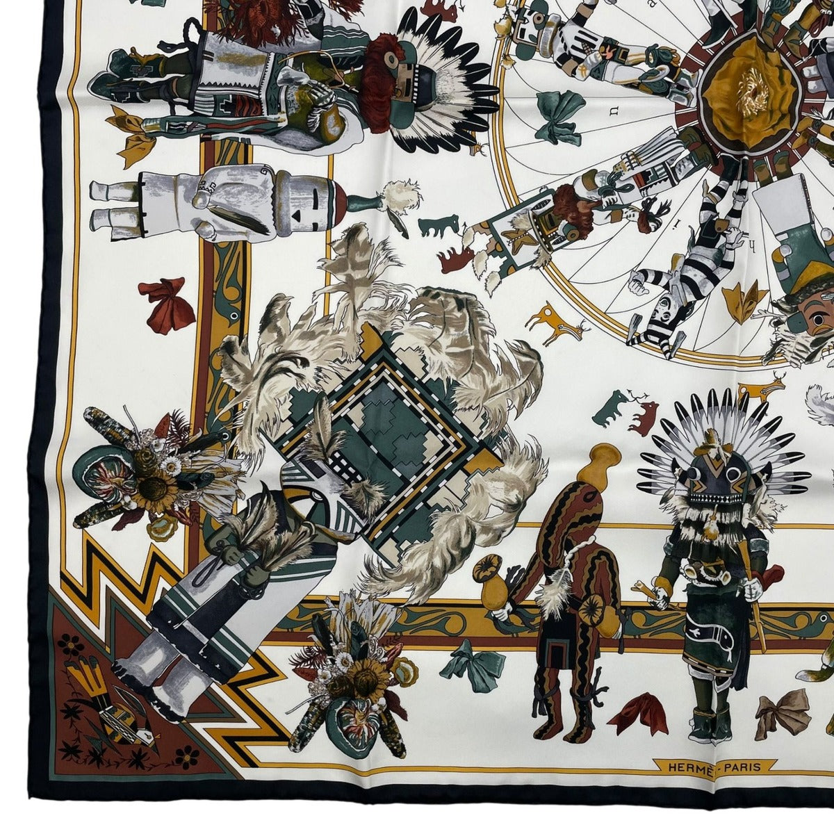 Hermes Scarf 100% Silk Carre 90 Kachinas Ethnic Multicolor Box — view 5