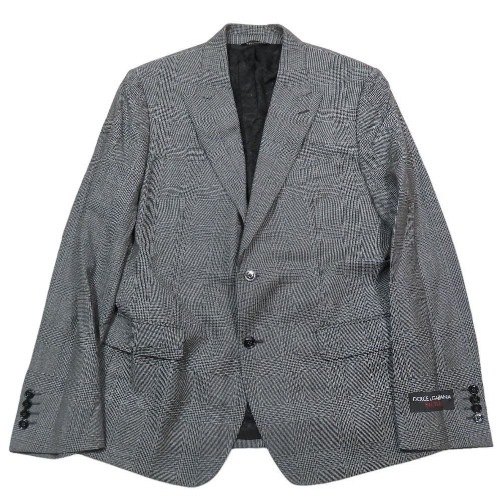 Dolce & Gabbana Glen Check Tailored Jacket Fully Lined Large 54 Gray