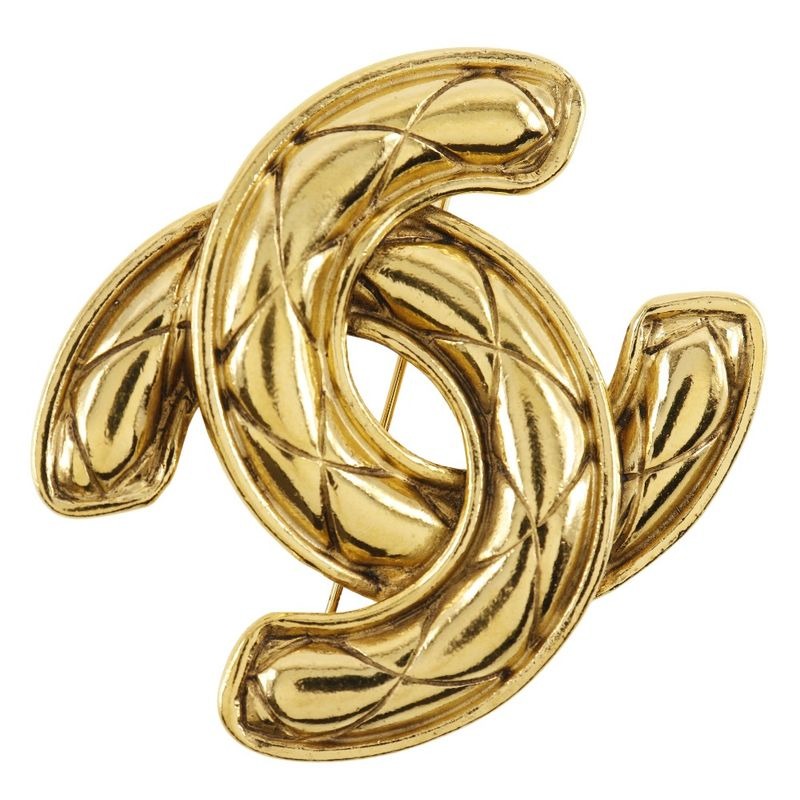 Chanel Coco Mark Quilted Gold Plated 32.4 g Brooch