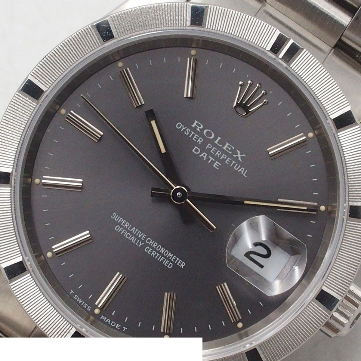 Rolex Oyster Perpetual Date Bracelet Gray Stainless Steel Watch Automatic OH — view 5