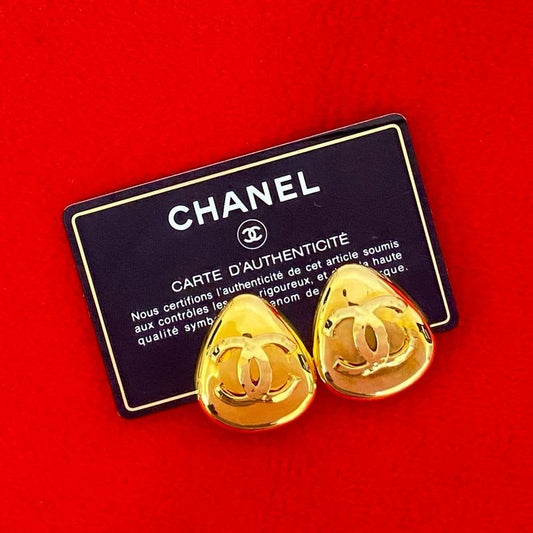 Chanel Vintage Coco Mark GP Earrings Ear Cuff Accessory Gold 93P