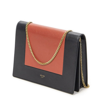 Celine Frame Evening Chain Clutch Navy Red Calfskin Leather — view 2