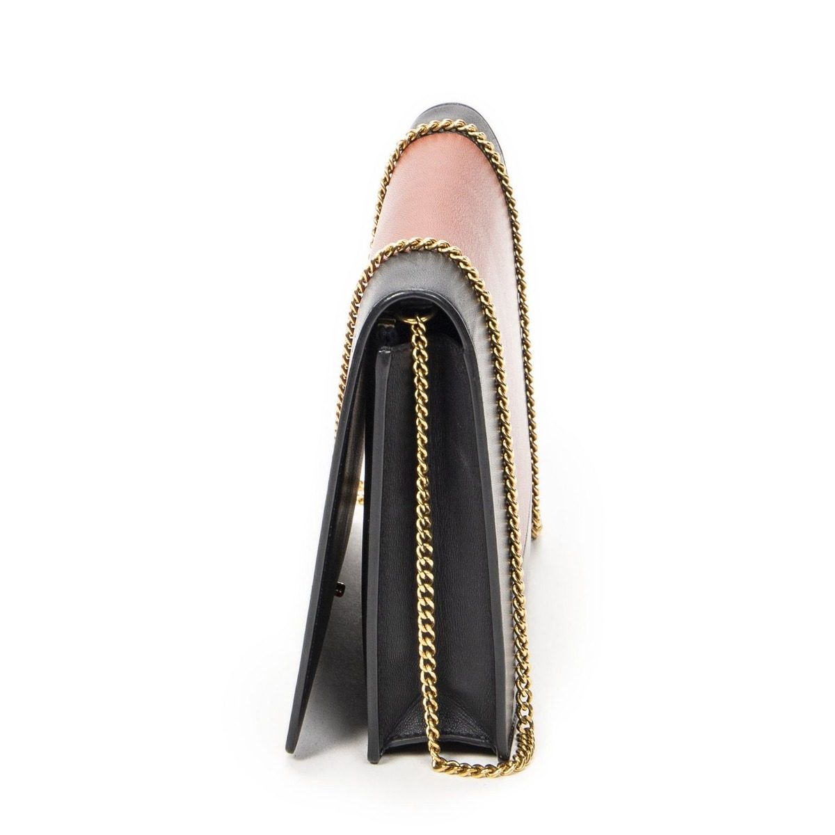 Celine Frame Evening Chain Clutch Navy Red Calfskin Leather — view 3