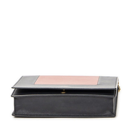 Celine Frame Evening Chain Clutch Navy Red Calfskin Leather — view 6