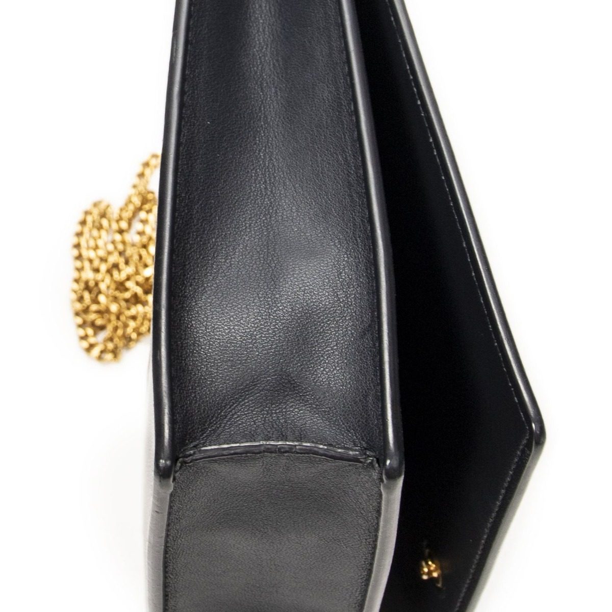 Celine Frame Evening Chain Clutch Navy Red Calfskin Leather — view 7