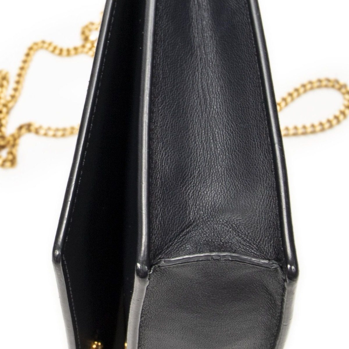Celine Frame Evening Chain Clutch Navy Red Calfskin Leather — view 8