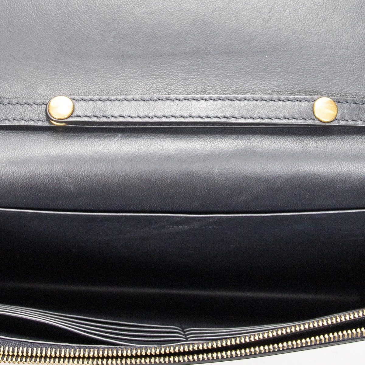 Celine Frame Evening Chain Clutch Navy Red Calfskin Leather — view 9