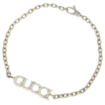 Gucci Logo Plate Chain Bracelet Silver