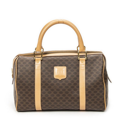 Celine Small Boston Brown Macadam Canvas Shoulder Bag