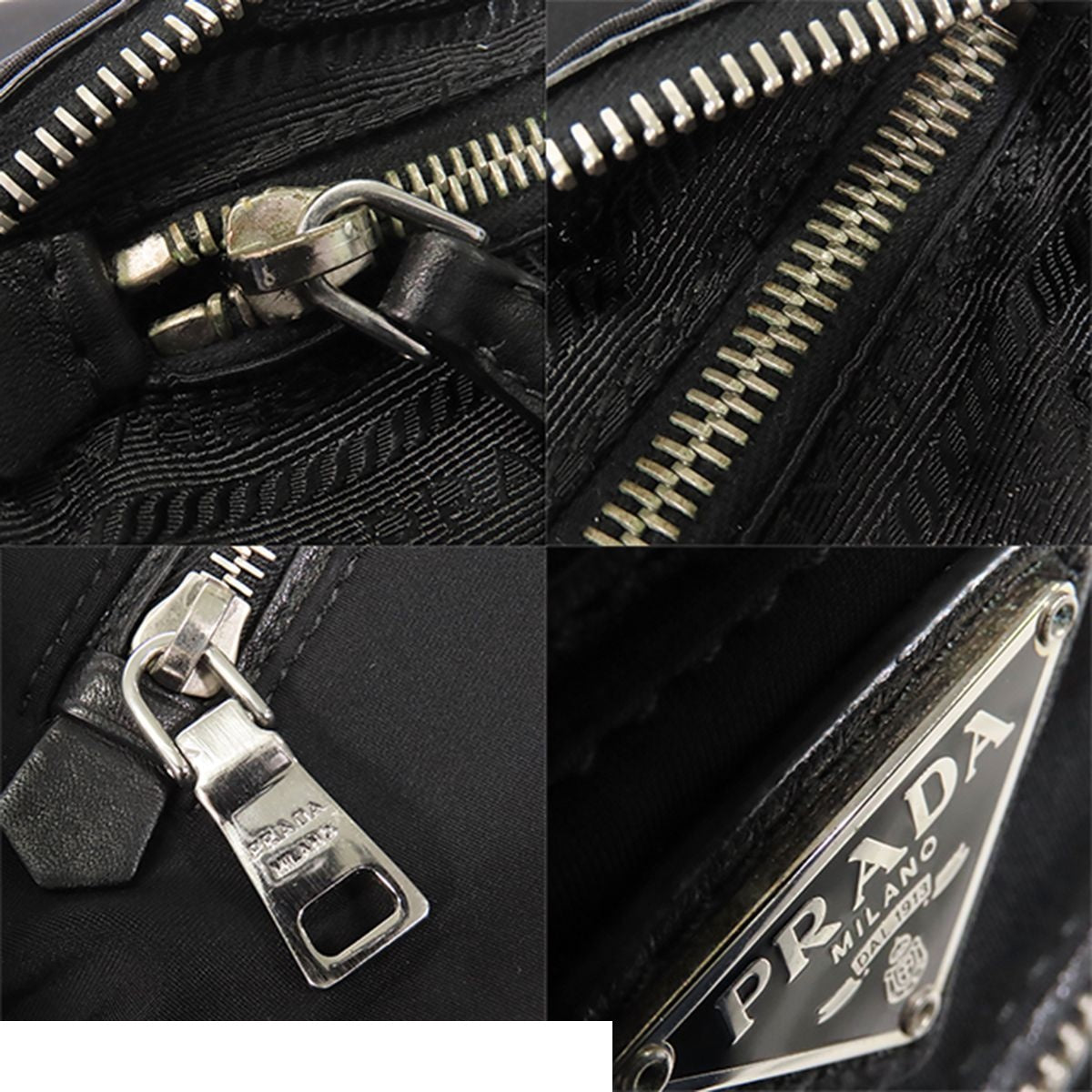 Prada Pochette Black Nylon Leather Triangle Logo 2-Way Shoulder Bag — view 8