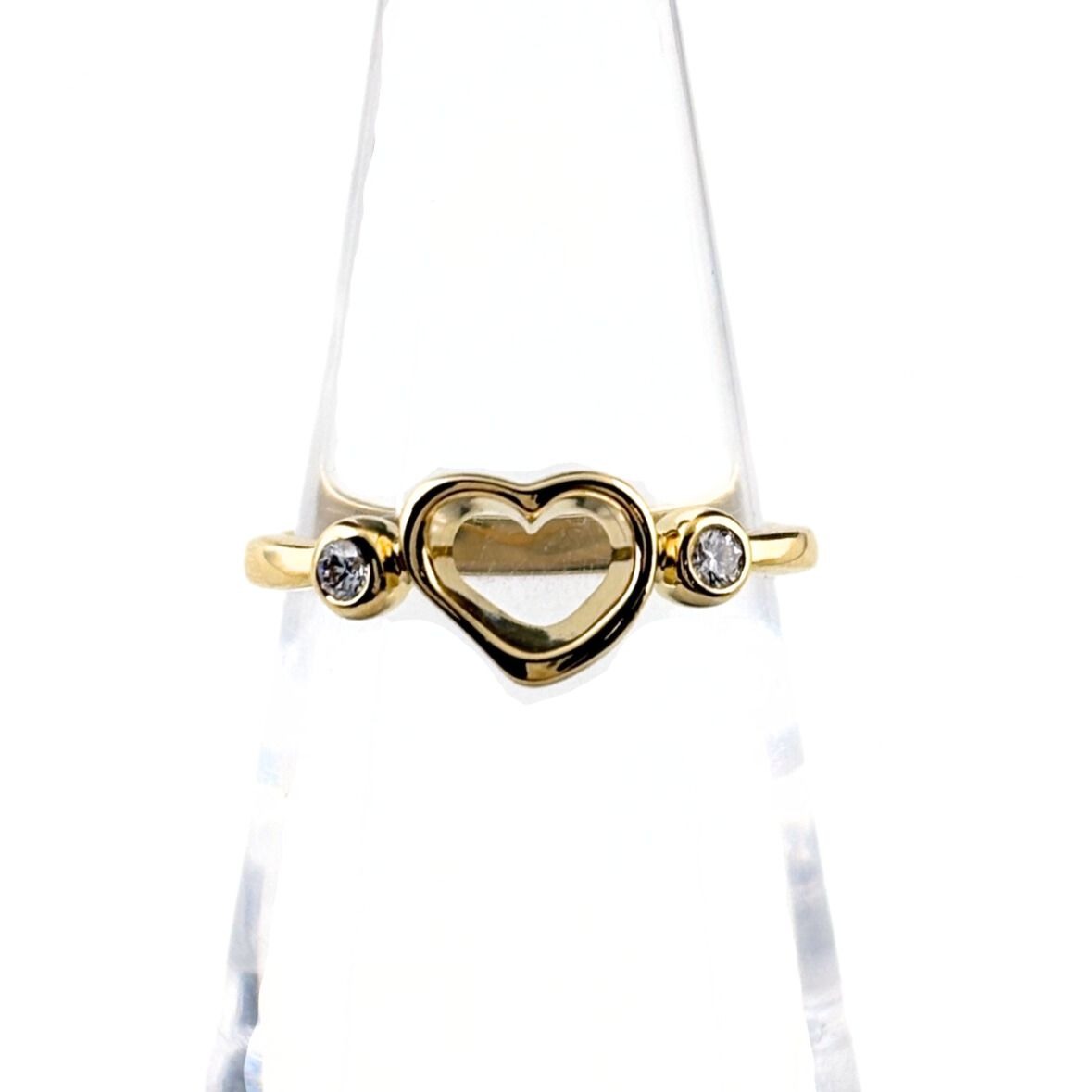 Tiffany & Co Open Heart Diamond Ring YG Yellow Gold Pave