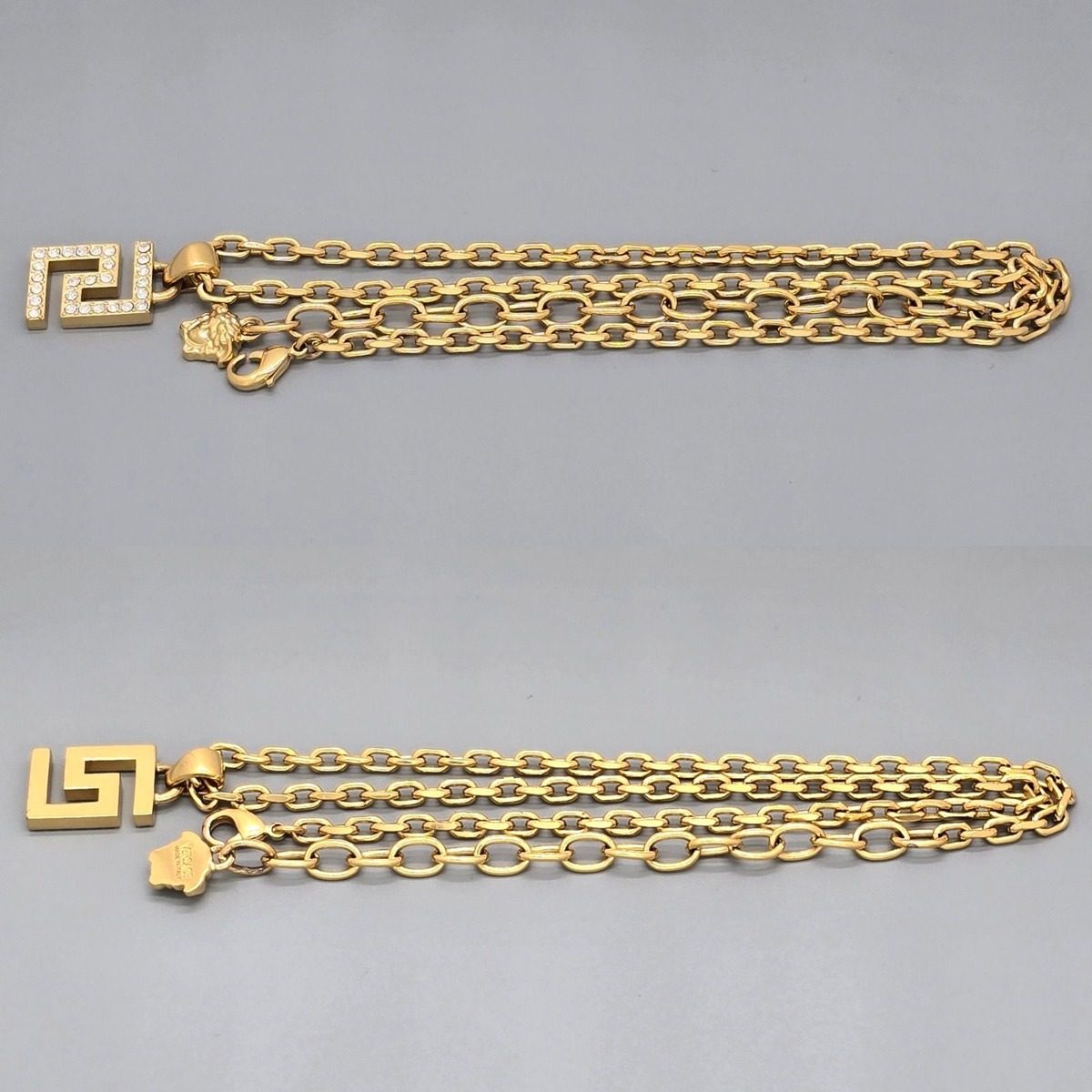Versace Greca Pendant Necklace Crystal Medusa Charm 39 Gold — view 3