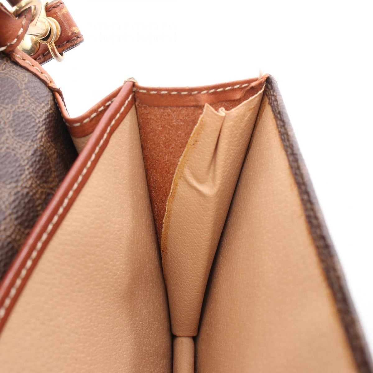 Celine Shoulder Bag Macadam Dark Brown Canvas Leather Flap — view 7