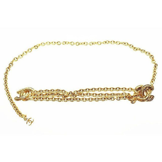 Chanel CC Logo Quilted Chain Belt Vintage Gold