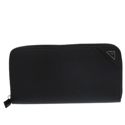 Prada Soft Calf Triangle 2 Ml317 Leather Black 0781 Long Wallet