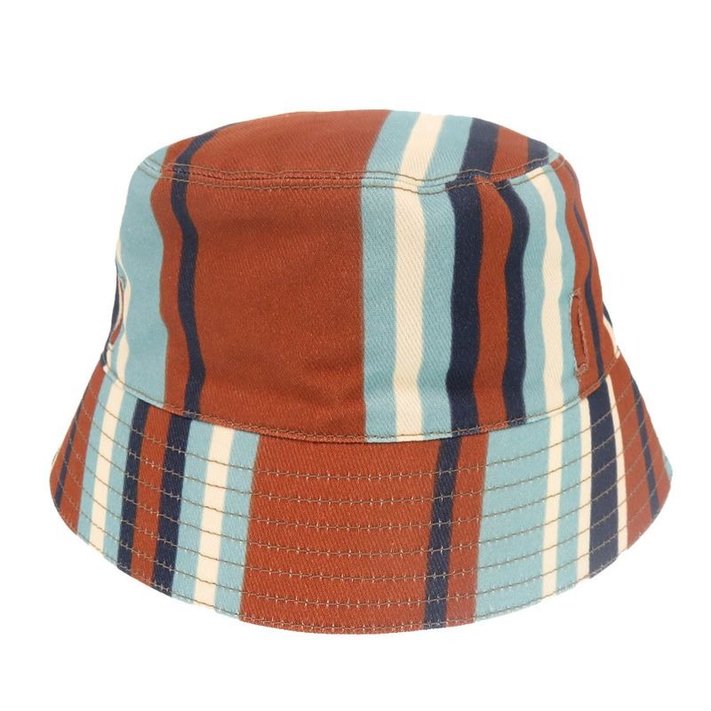 Prada Triangle Logo Stripe Size XL Cotton Multicolor Bucket Hat 1378
