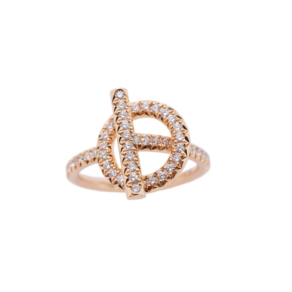 Hermes Ring Echappee PM 18k Pink Gold Diamond — view 2