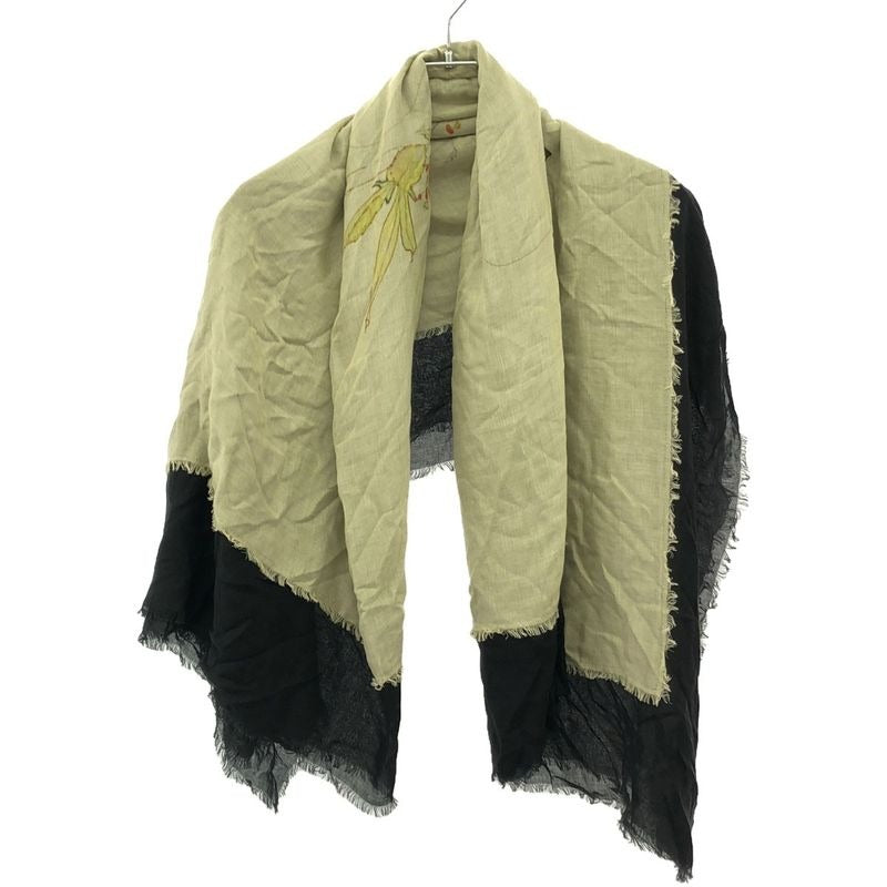 Loewe Flower Print Large Shawl Beige Black