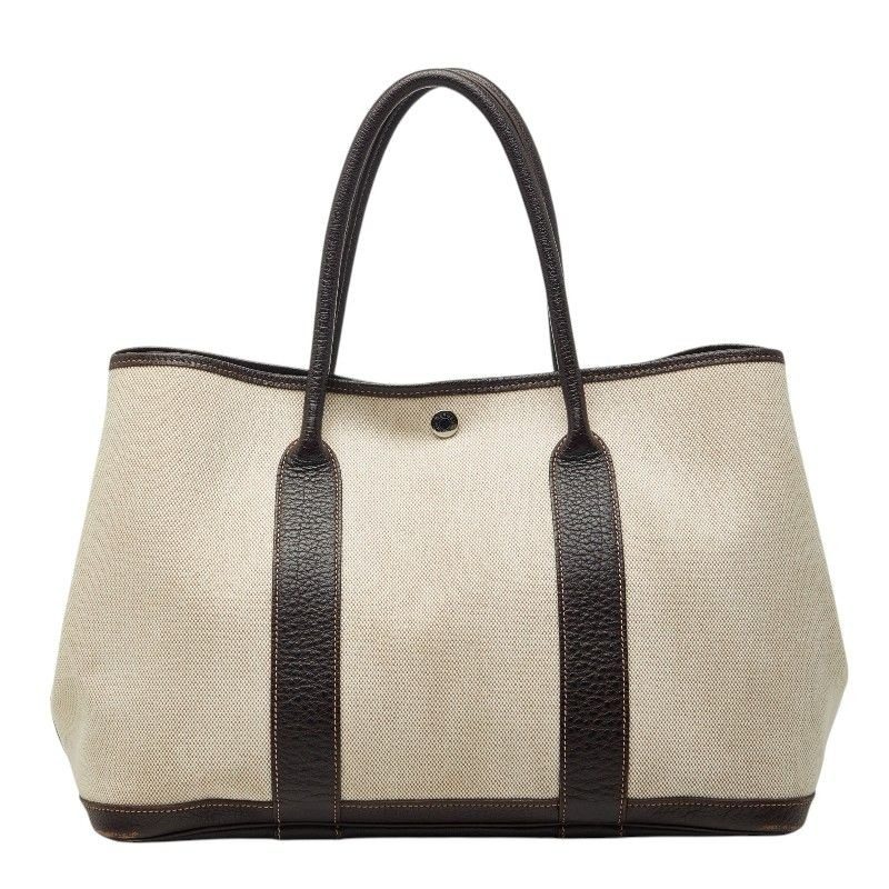 Hermes Garden Party PM Tote Brown Toilet Ash Leather Canvas