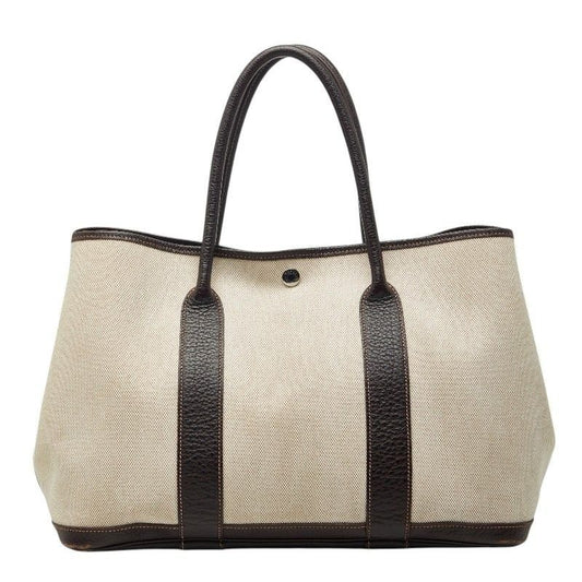 Hermes Garden Party PM Tote Brown Toilet Ash Leather Canvas
