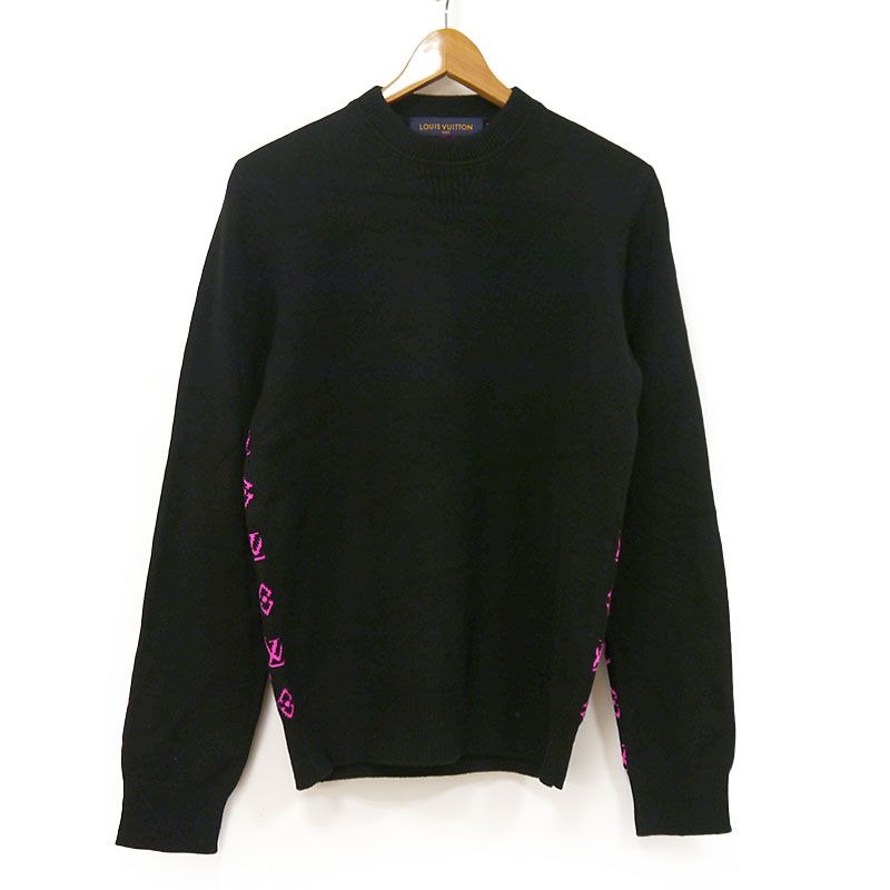 Louis Vuitton Cashmere Knit Size S Black And Pink Monogram Pattern On Back