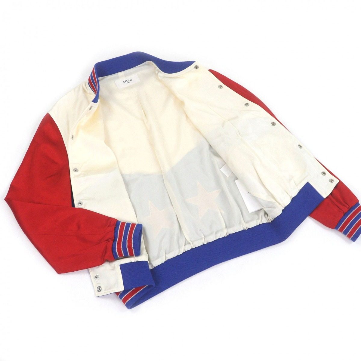 Celine Sequin Embroidery American Teddy Jacket Blue Red Ivory 48 — view 3