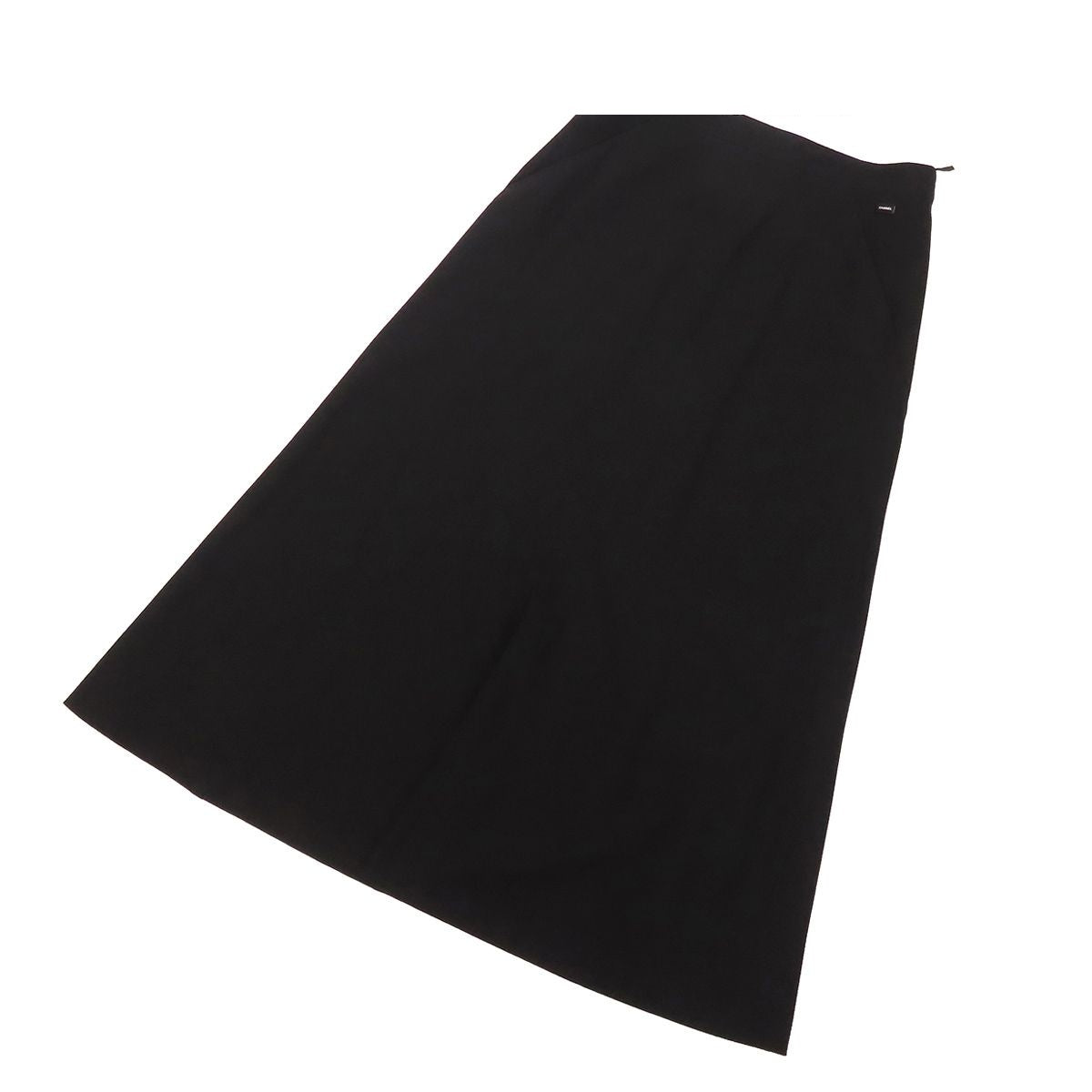 Chanel Long Skirt Black Wool Spandex 03C 40