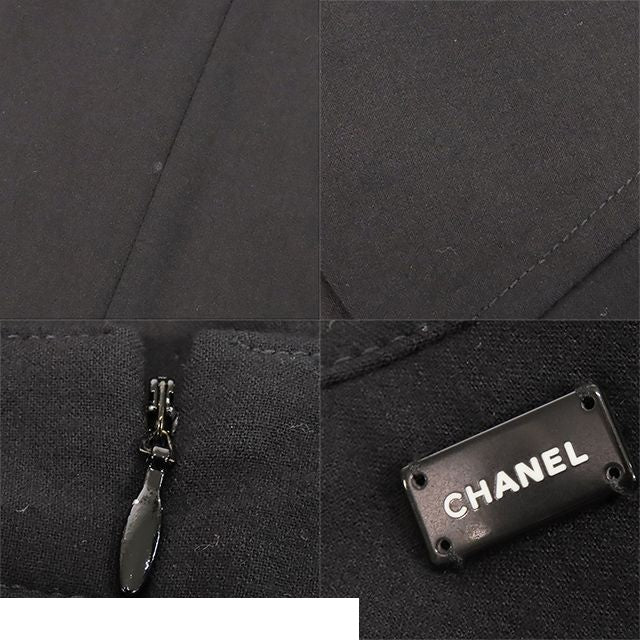 Chanel Long Skirt Black Wool Spandex 03C 40 — view 7