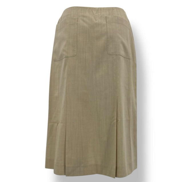 Chanel Skirt 100% Wool 40 CC Logo Button Brown — view 2