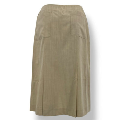 Chanel Skirt 100% Wool 40 CC Logo Button Brown — view 2