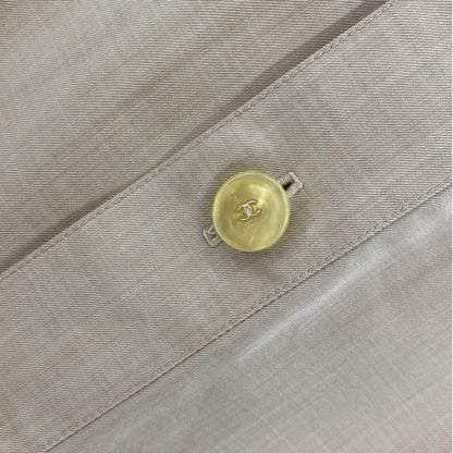 Chanel Skirt 100% Wool 40 CC Logo Button Brown — view 4