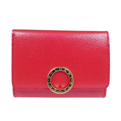 Bulgari Leather Gold Hardware Red Clip Card Case Business Holder 1015